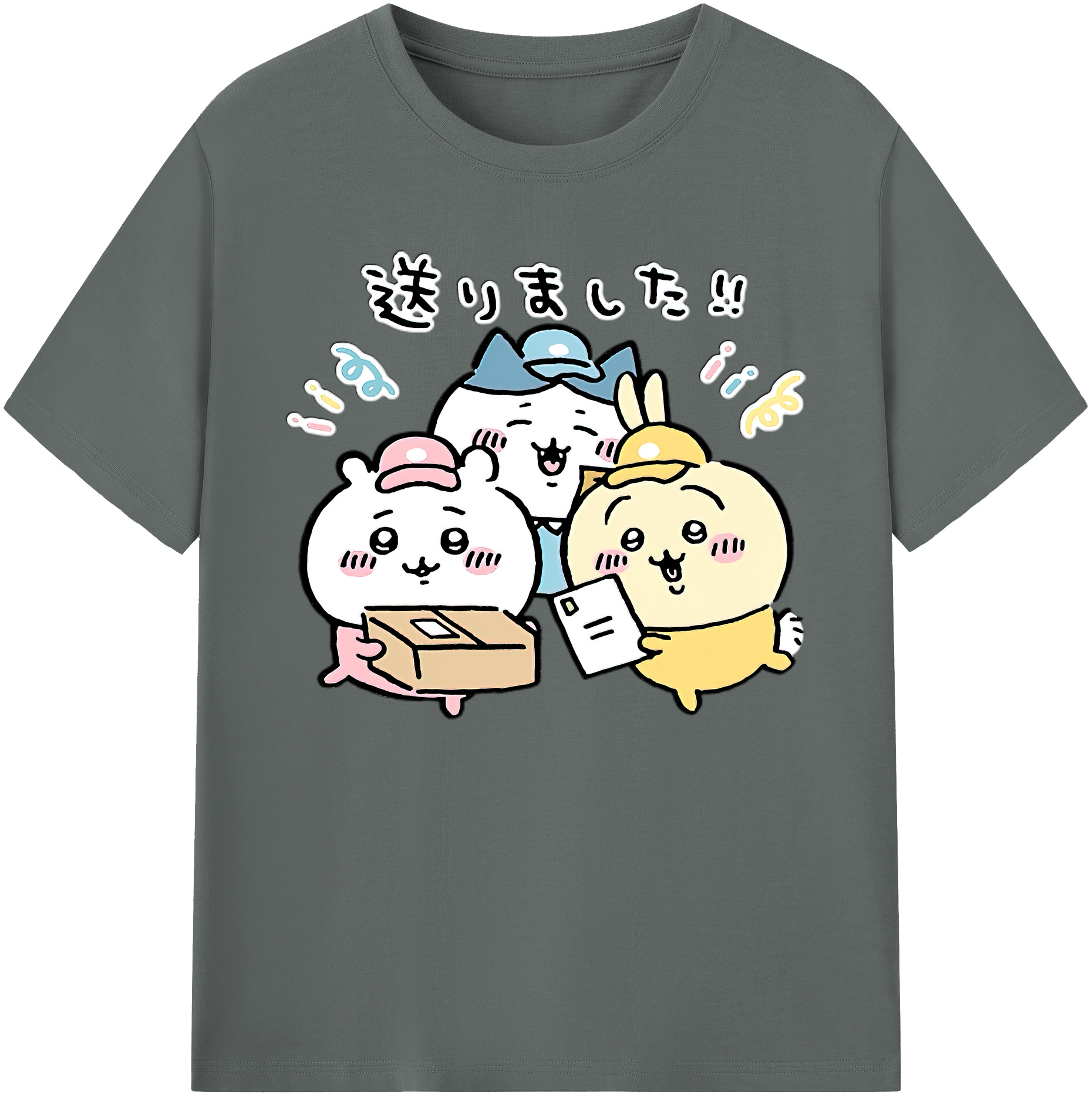（画像用） ちいかわ ハチワレ Chii-kawa hachiware 綿100％ メンズ半袖Tシャツ｜肌触りやわらか＆通気性